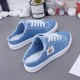Women's Solid Color Canvas Shoes, Slip On Lace Up Round Toe Non-slip Half Drag Casual Slides Shoes, Comfy Outdoor Shoes Women's Solid Color Canvas Shoes, Slip On Lace Up Round Toe Non-slip Half Drag Casual Slides Shoes, Comfy Outdoor Shoes