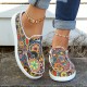 Women's Floral Print Canvas Shoes, Slip-on Round Toe Lightweight Casual Shoes, Women's Comfy Walking Flat Shoes Women's Floral Print Canvas Shoes, Slip-on Round Toe Lightweight Casual Shoes, Women's Comfy Walking Flat Shoes