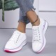 Women's Solid Color Casual Sneakers, Lace Up Platform Soft Sole Sporty Trainers, Breathable Low-top Skate Shoes Women's Solid Color Casual Sneakers, Lace Up Platform Soft Sole Sporty Trainers, Breathable Low-top Skate Shoes