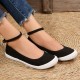 Women's Balck Canvas Shoes, Casual Buckle Strap Flat Shoes, Women's Daily Outdoor Shoes Women's Balck Canvas Shoes, Casual Buckle Strap Flat Shoes, Women's Daily Outdoor Shoes