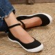 Women's Balck Canvas Shoes, Casual Buckle Strap Flat Shoes, Women's Daily Outdoor Shoes Women's Balck Canvas Shoes, Casual Buckle Strap Flat Shoes, Women's Daily Outdoor Shoes