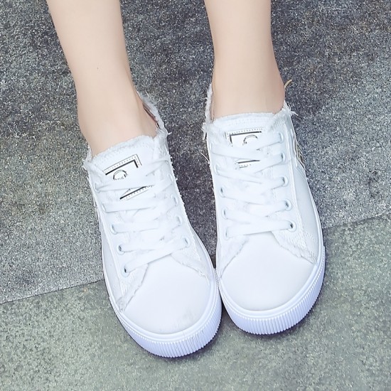 Women's Classic Canvas Flat Shoes, Solid Color Lace Up Low-top Casual Shoes, Women's Comfy Footwear Women's Classic Canvas Flat Shoes, Solid Color Lace Up Low-top Casual Shoes, Women's Comfy Footwear