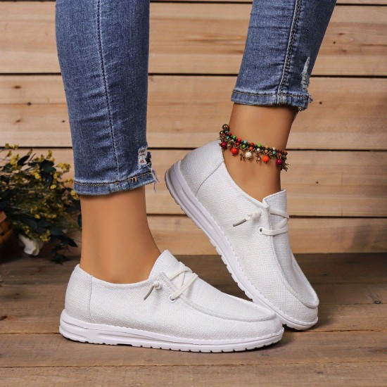 Women's Solid Color Canvas Shoes, Slip On Low-top Round Toe Flat Non-slip Lightweight Shoes, Versatile Comfy Shoes Women's Solid Color Canvas Shoes, Slip On Low-top Round Toe Flat Non-slip Lightweight Shoes, Versatile Comfy Shoes