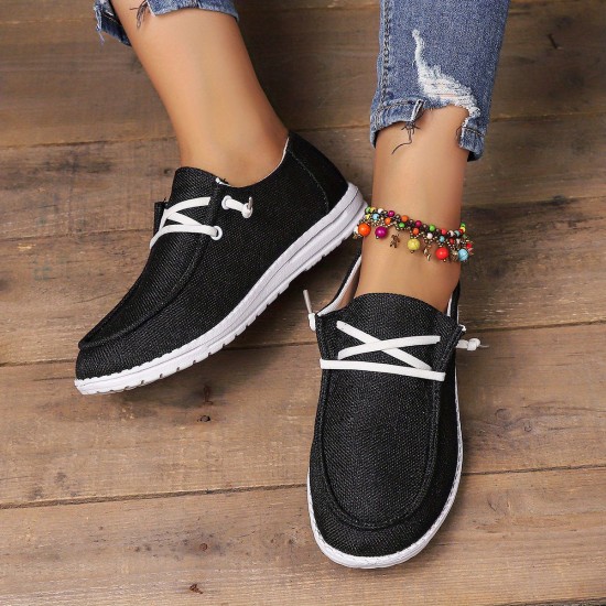 Women's Solid Color Canvas Shoes, Slip On Low-top Round Toe Flat Non-slip Lightweight Shoes, Versatile Comfy Shoes Women's Solid Color Canvas Shoes, Slip On Low-top Round Toe Flat Non-slip Lightweight Shoes, Versatile Comfy Shoes
