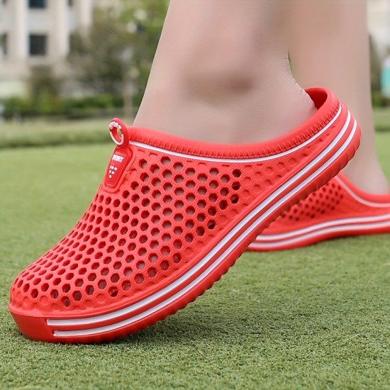 Women's Solid Color Flatform Clogs, Slip On Round Toe Hollow Out Non-slip Outdoor Slides Shoes, Summer Casual Shoes Women's Solid Color Flatform Clogs, Slip On Round Toe Hollow Out Non-slip Outdoor Slides Shoes, Summer Casual Shoes