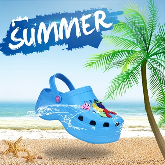 Women's Trendy Platform Clogs, Cute Cartoon Decor Hollow Out Slide Sandals, Fashion Outdoor Beach Garden Shoes Women's Trendy Platform Clogs, Cute Cartoon Decor Hollow Out Slide Sandals, Fashion Outdoor Beach Garden Shoes