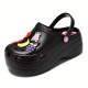 Women's Trendy Platform Clogs, Cute Cartoon Decor Hollow Out Slide Sandals, Fashion Outdoor Beach Garden Shoes Women's Trendy Platform Clogs, Cute Cartoon Decor Hollow Out Slide Sandals, Fashion Outdoor Beach Garden Shoes