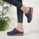 Women's Casual Wedge Mules, Closed Toe Slip On Outdoor Slide Sandals, Breathable Summer Slide Shoes Women's Casual Wedge Mules, Closed Toe Slip On Outdoor Slide Sandals, Breathable Summer Slide Shoes